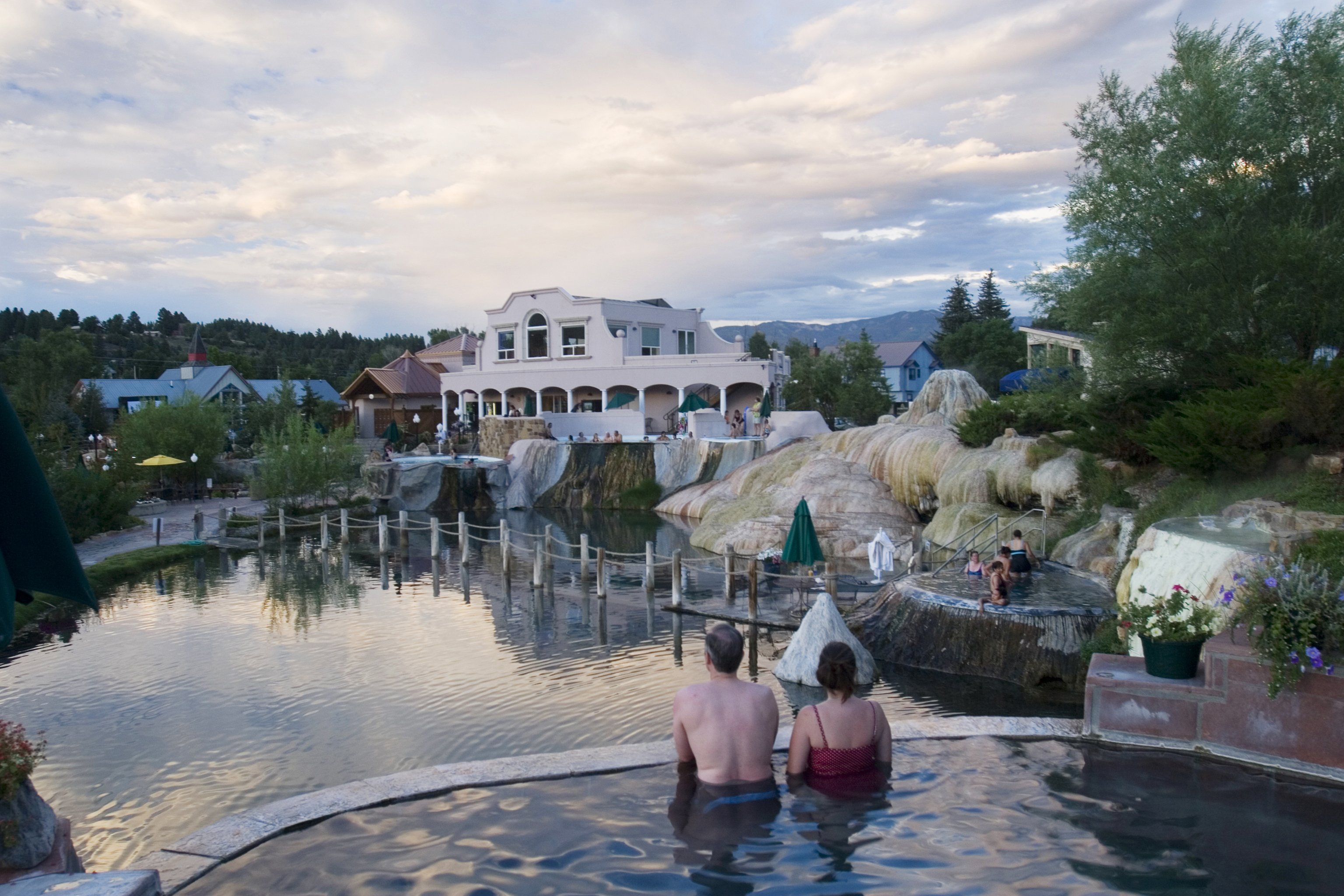 Hot spring soakers relax at the Springs Resort in Pagosa Springs